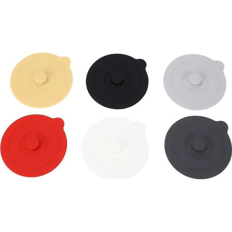 6er-Pack Silikon-Becherdeckel, staubdicht, rund, universell, 9,5 cm, rot, gelb, schwarz, weiß, dunkelgrau (1/4)