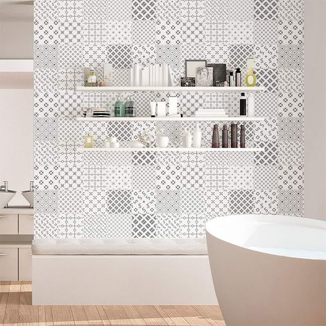 Stickers adhésifs carrelages scandinaves Sticker Autocollant Carreaux de Ciment Mosaïque Mural Salle de Bain et Cuisine 20x20cm 15 pièces (1/5)