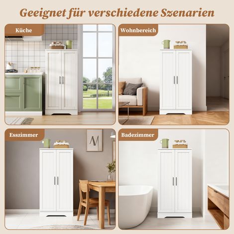 Armoire de cuisine 120x60x40cm avec lumière LED à capteur,2 portes étagères réglables,meuble de rangement blanc pour intérieur.