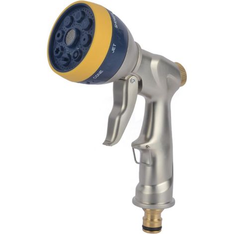 Pistolet d'arrosage métallique 8 fonctions en alliage de zinc, pour jardin et lavage voiture (1/5)