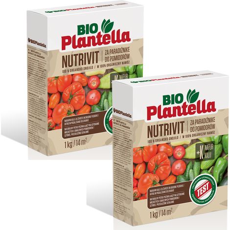 BIO PLANTELLA Fertilizzante ecologico per ortaggi, pomodori, cetrioli, peperoni, 1 kg x 2 (1/5)