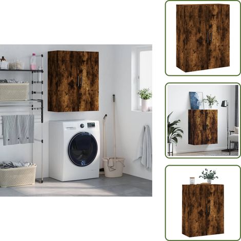 Armoire murale chêne fumé 69,5x34x90 cm - Meuble Mural - Armoire Murale - Rangement Mural - Armoire De Rangement - Meuble De Cuisine (1/5)