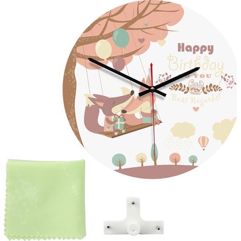 Nordic Wall Clock Retro Animal Wall Clock Modern Fashion Metal Round Clock(D)