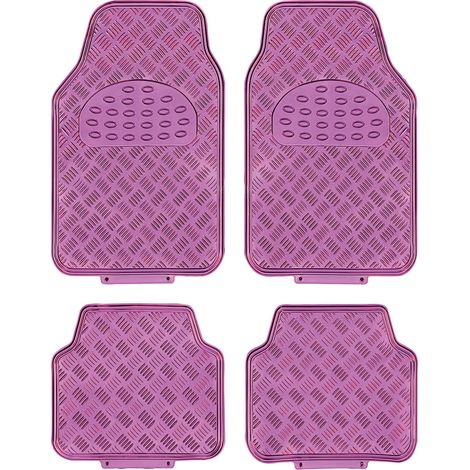 Jeu de 4 Tapis de sol PVC Look Aluminium - Universels - Rose (1/5)