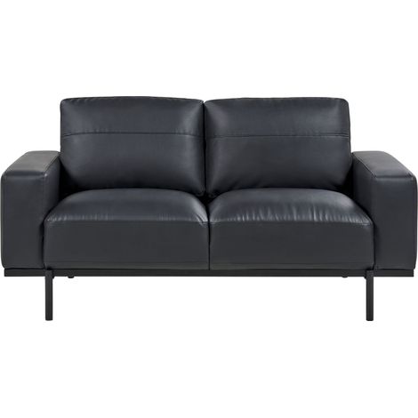 Sofa 2 Seater SOVIK Faux Leather Black (1/5)