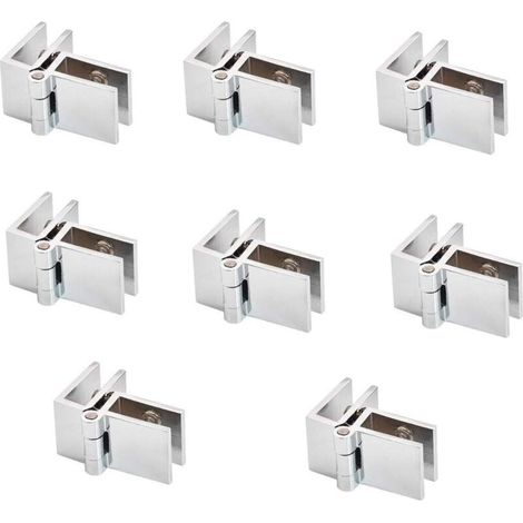 Charnières de porte en verre sectionnelles, clip rectangulaire réglable de 5 mm à 8 mm, clip unique pour armoires et armoires, charnières de porte en verre, porte en verre à 90 degrés sur panneau de v (1/2)