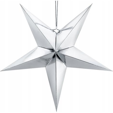 Étoile en papier, 70 cm, argentée, 1 pièce. (1/5)