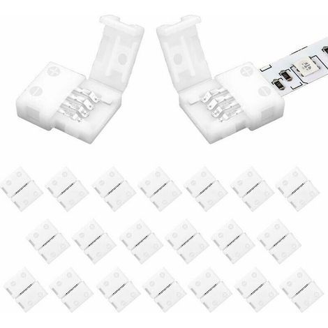 20PCS Connecteur led 4 broches, Connecteur de bande LED RGB 8mm pour bande LED RGB SMD 2835 3528. (1/5)