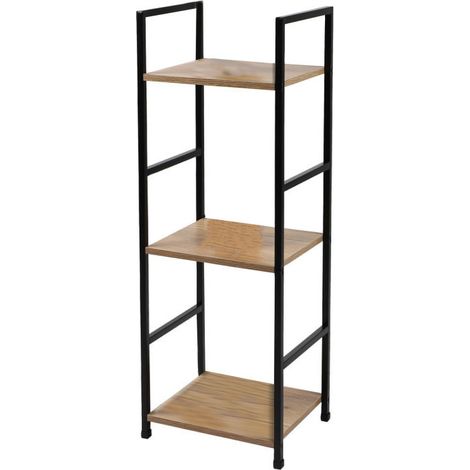Étagère industrielle à 3 étagères "Colorado" - Noir/Marron - L 29 x l 23,5 x H 80 cm - Livraison gratuite (1/5)