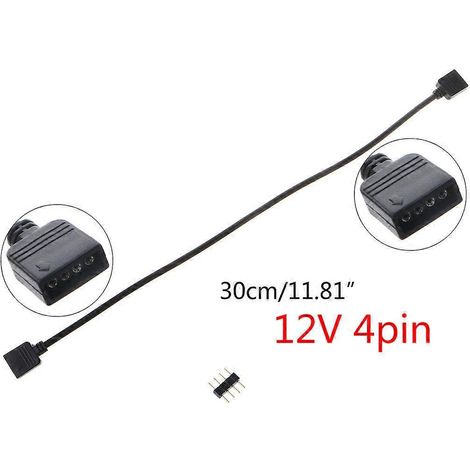 Câble d'extension 12 V 4 broches pour carte mère d'ordinateur, connecteur d'interface RGB, hub de 30 cm (1/4)