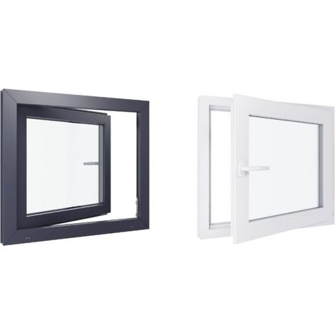 Finestra in PVC - Triplo vetro - Bicolore - Bianco e grigio - 800 mmx700 mm cm