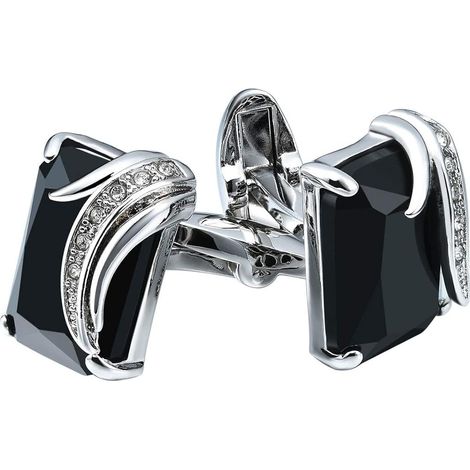 Boutons de manchette carrés classiques pour homme, style œil de chat, parfaits pour un mariage, une occasion spéciale affaires ou une chemise de cérémonie luxueuse. Disponibles en noir, bleu et rouge. (1/5)