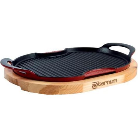 Griglia in Ghisa Ovale 36x26 cm con Vassoio in Legno Aeternum (1/4)