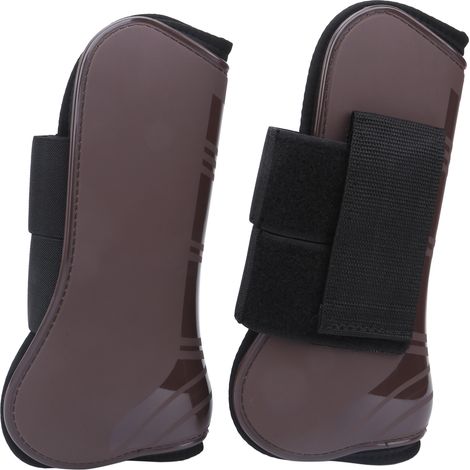 Protège-jambes de cheval en PU élastique épais, protecteur d'obstacles pour les articulations de l'avant et de l'arrière marron M (1/5)