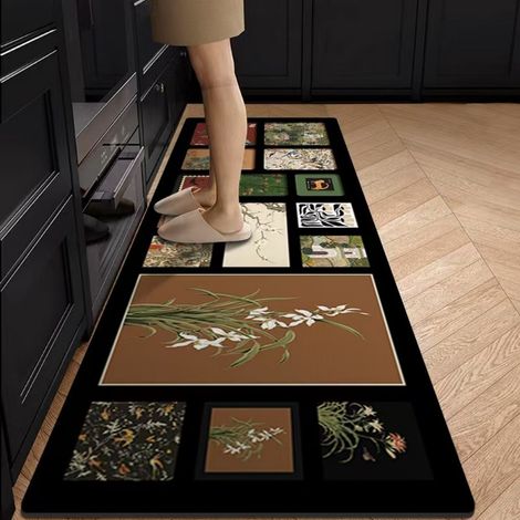 LAN Thé Élégance 4060cm (Terre de diatomées) Tapis de sol de cuisine en terre de diatomées, résistant à l'usure et facile à nettoyer, idéal pour un usage domestique, à larges bandes, absorbant et anti (1/5)