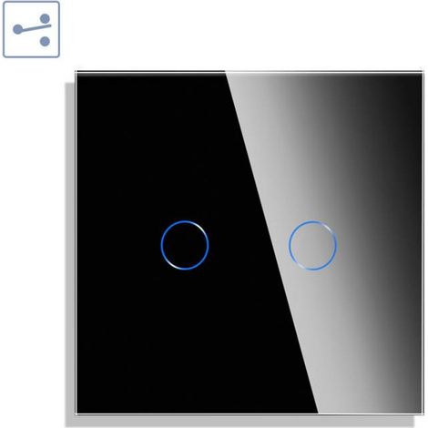 Conmutador táctil doble KOOB frontal cristal negro (1/4)