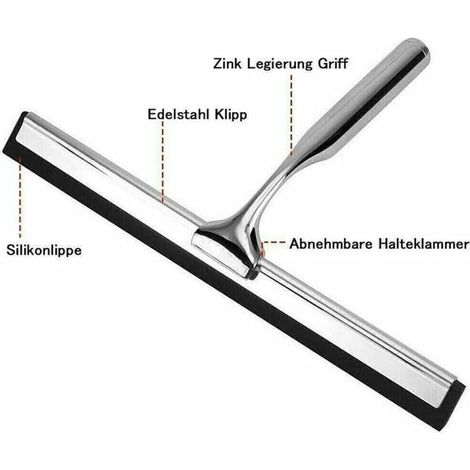 Tergivetro per doccia in acciaio inox - 25 cm - Con bordo in silicone - Per bagni, specchi, finestre, piastrelle, vetro (1/4)