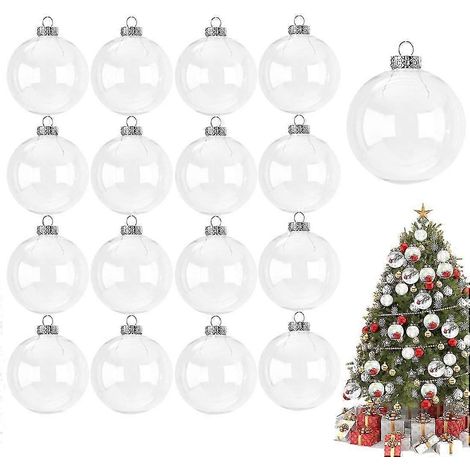 Boules de Noël transparentes à remplir pour décorer votre sapin - Lot de 16, diamètre 7,6 cm, plastique (1/5)