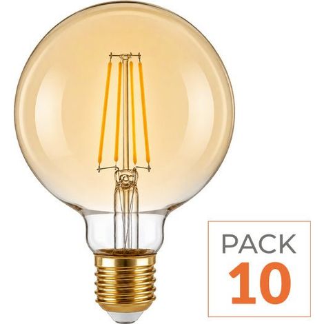 Ampoule LED Filament Dimmable E27 8W Ambrée G95 - Pack de 10 - Blanc Chaud (2300K - 3500K) - SILAMP (1/2)