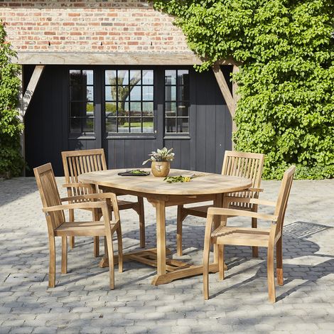 Salon de jardin en teck massif extensible 4/6 places (1/5)