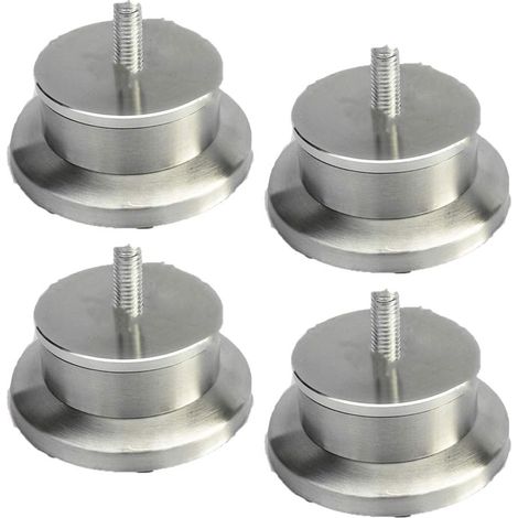 4 piezas de patas de muebles de acero inoxidable, patas redondas de metal para muebles, patas para mesa, sofá, cama, encimera, TV, tornillos M8 (3 cm)