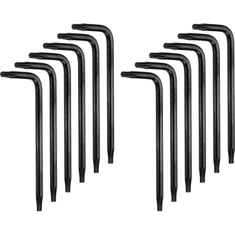 12 x T8 Security Key Tamper Proof Torx Star Long Arm 55mm L Torx Hex Key Hexagonal Hex Key Carbon Steel Manual Tool for Automobiles and Domestics, Black (1/5)