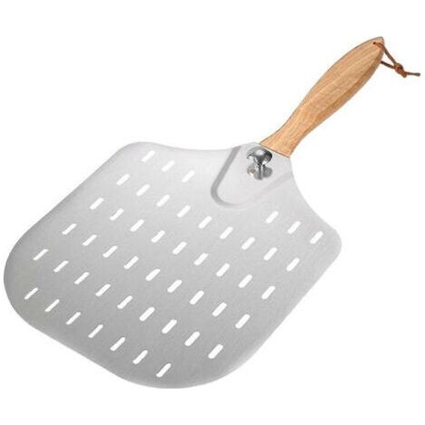FENOPLASTICASpatule à pizza perforée, en acier inoxydable, 36 x 31 cm, avec manche amovible, durable et légère. (1/5)