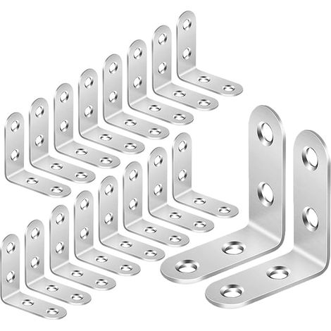 Angle Brackets Mounting Square Assembly Square Metal Fixing Bracket for Furniture Silver 40 x 40 mm (1/4)