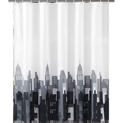 Quick Dry Shower Curtain, Waterproof Polyester Fabric Shower Curtain Machine Washable, Semi-Transparent Bathroom Curtains with 12 Hooks 180 x 200cm (1/5)