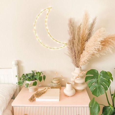 Lampe lune LED - Applique murale dorée - Alimentation USB - Éclairage d'ambiance - Pour chambre d'enfant et salon - Lampe de chevet décorative