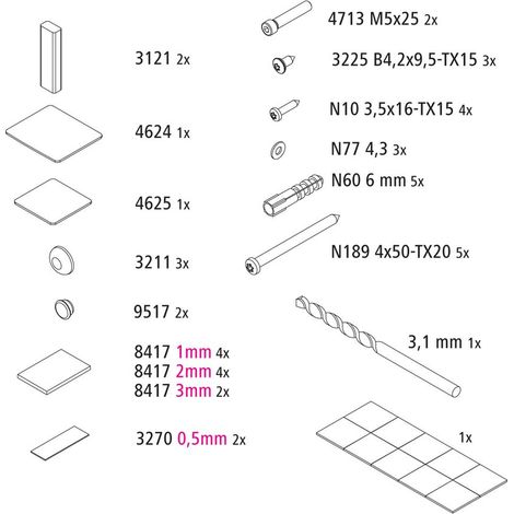 Kermi EBLI034 Set Montagekleinteile