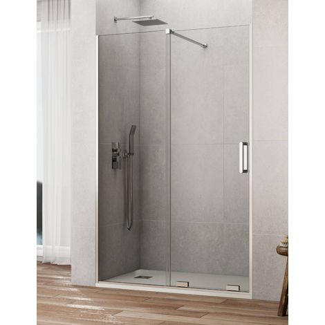 Porta doccia scorrevole 1+1 CIRENE (KENNA) 110 cm Profilo Cromo Barra Perpendicolare