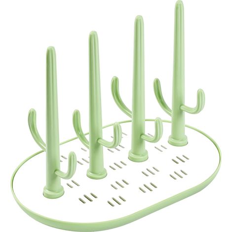 Séchoir pour Biberons,Séchoir pour Bouteilles,Egoutte-biberons Arbre avec Bac à Eau Amovible pour Biberon,Couverts,Tétines Gobelets(Cactus Vert) (1/5)