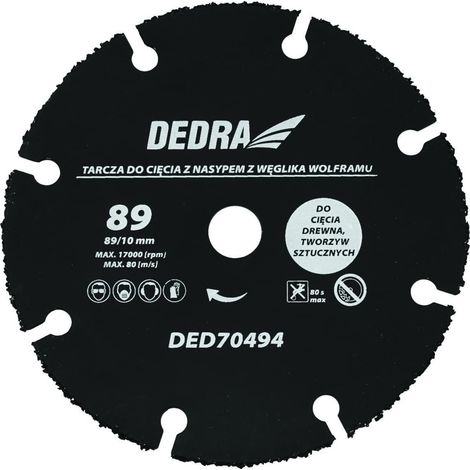 Disque de coupe dedra ded70494 carbure tungstène 89x10 mm