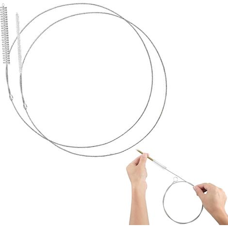 100cm Flexible Straw Brush Long Pipe Refrigerator Cleaning Brush Set of 2 Diameter 0.6 and 1.2 cm Stainless Steel for Bottle and Aquarium (1/5)