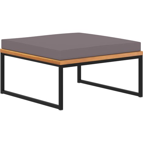 Fußablage mit Auflage 66×66×36 cm Akazien Massivholz Dunkelgrau
