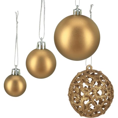 Lotto di 50 palline di Natale decorative glitterate per albero 7 x 6 cm in plastica rossa 130012518