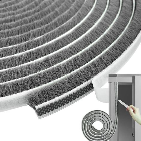 Joint Brosse porte Coulissante,9x5 Joint Porte Adhésif, Bande de Brosse Autocollante Anti-poussière Convient pour L'isolation la Protection Contre le Vent