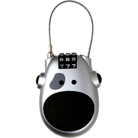 Cadenas à combinaison télescopique en acier avec câble, motif vache de dessin animé, pour bagages, voitures, vêtements, motoneiges, motos et casques. (1/4)