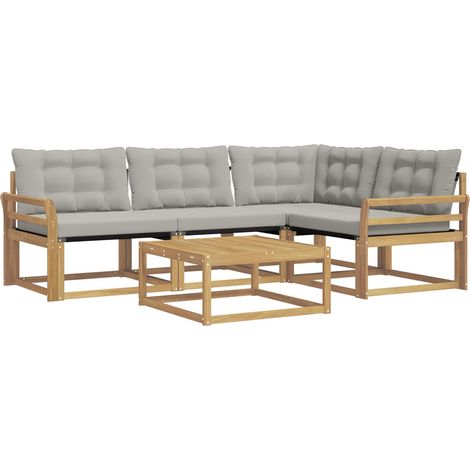Set di divani da esterno 5 pz Bianco e Grigio Chiaro vidaXL