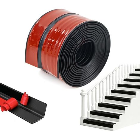 3 m Stair Nosing - Non-Slip Rubber Stair Edge Protection L Shape for Indoor/Outdoor Use, Waterproof Flexible PVC (50 x 40 mm, Black) (1/5)
