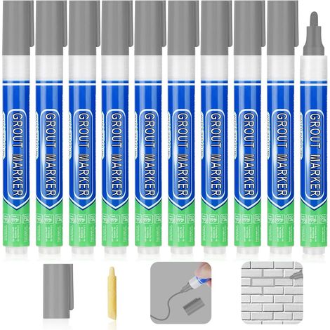 Stylo Joint Carrelage, 10PCS Stylo de Carrelage à Coulis, Imperméable Marqueur Joints, Rénovateur de Coulis pour Salle de Bain, Cuisine, Carrelage, Sol (1/5)