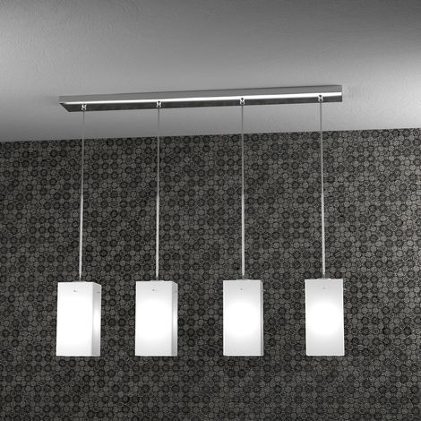 Sospensione Contemp Crazy Decentratori Metallo Cromo Vetro Bianco 4 Luci E27