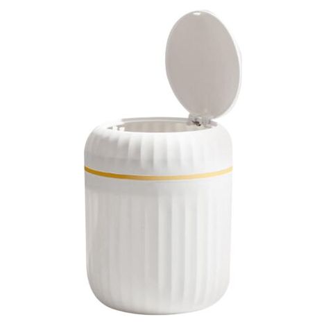 Petite Poubelle De Table, 16.5x13cm Corbeille Du Bureau Avec Couvercle En Plastique Réutilisable, Pour Cuisine, Coiffeuses, Salles De Bains (1/5)