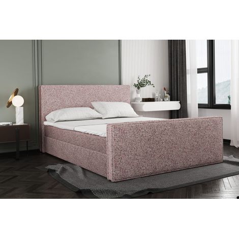 Boxspringbett mit bettkasten und matratze + topper LILA stof Puente Rosa 160x200 cm (1/3)