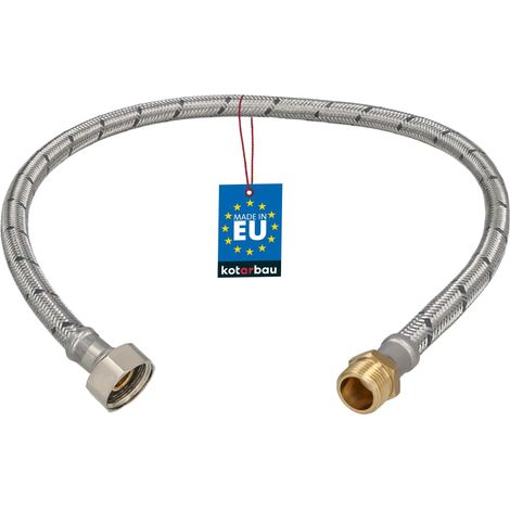 KOTARBAU® Flexible Robinet 1/2" x 3/8" - Flexible Eau - Tuyau Robinet 60 cm - Mâle x Femelle - Rallonge Robinet Cuisine Flexible - Acier Inoxydable - Tuyau Flexible Plomberie (1/4)