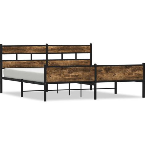 Maison Exclusive - Giroletto senza Materaso in Metallo Rovere Fumo 193x203 cm (1/5)