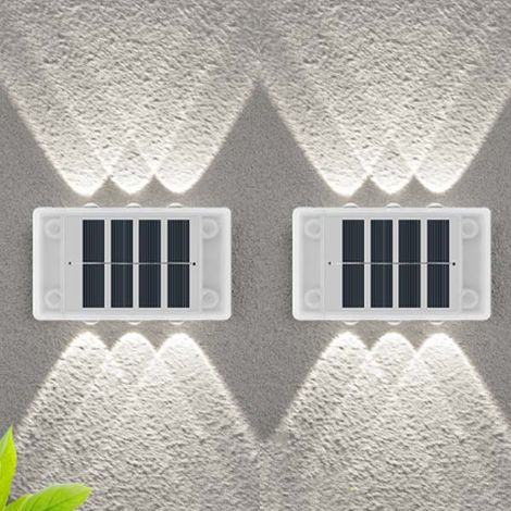 Pack de 2 Lampes Double Éclairage Up/Down Murales - 6 LED Haute Luminosité, Solaires, Parfait pour Paysagisme Extérieur, Waterproof (1/5)