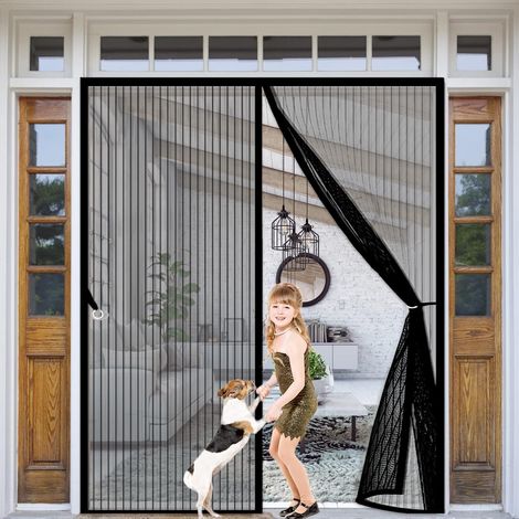 Moustiquaire Magnétique 130 x 220 cm, Rideau Magnétique pour Balcon Rideau de Porte Magnétique Grande Taille pour Porte ou Fenêtres, Noir (1/5)