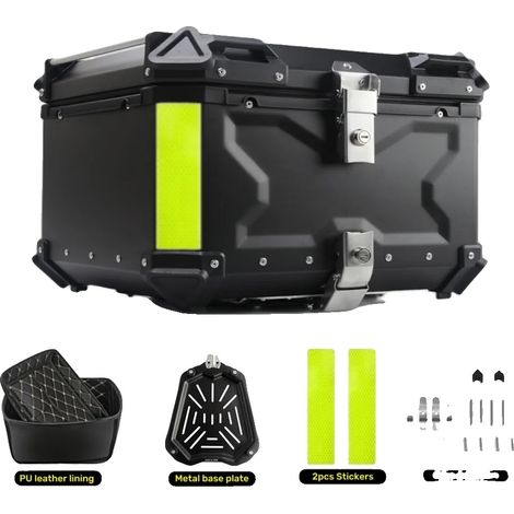 Coffre de moto, étanche, mécanisme de verrouillage rapide, tronc noir-65L-X (1/2)